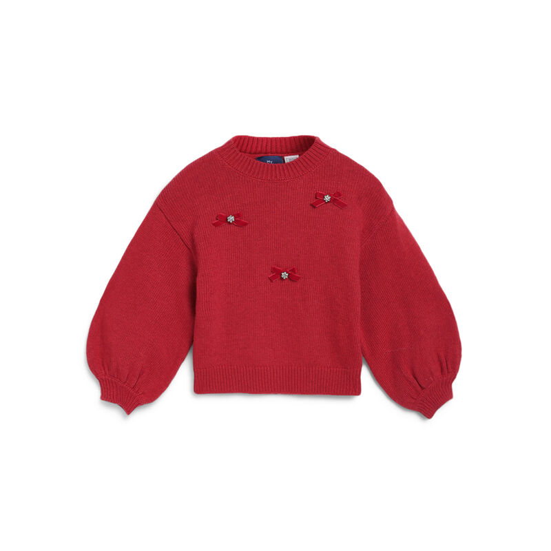 Girls Medium Red Embellished Pullover image number 0